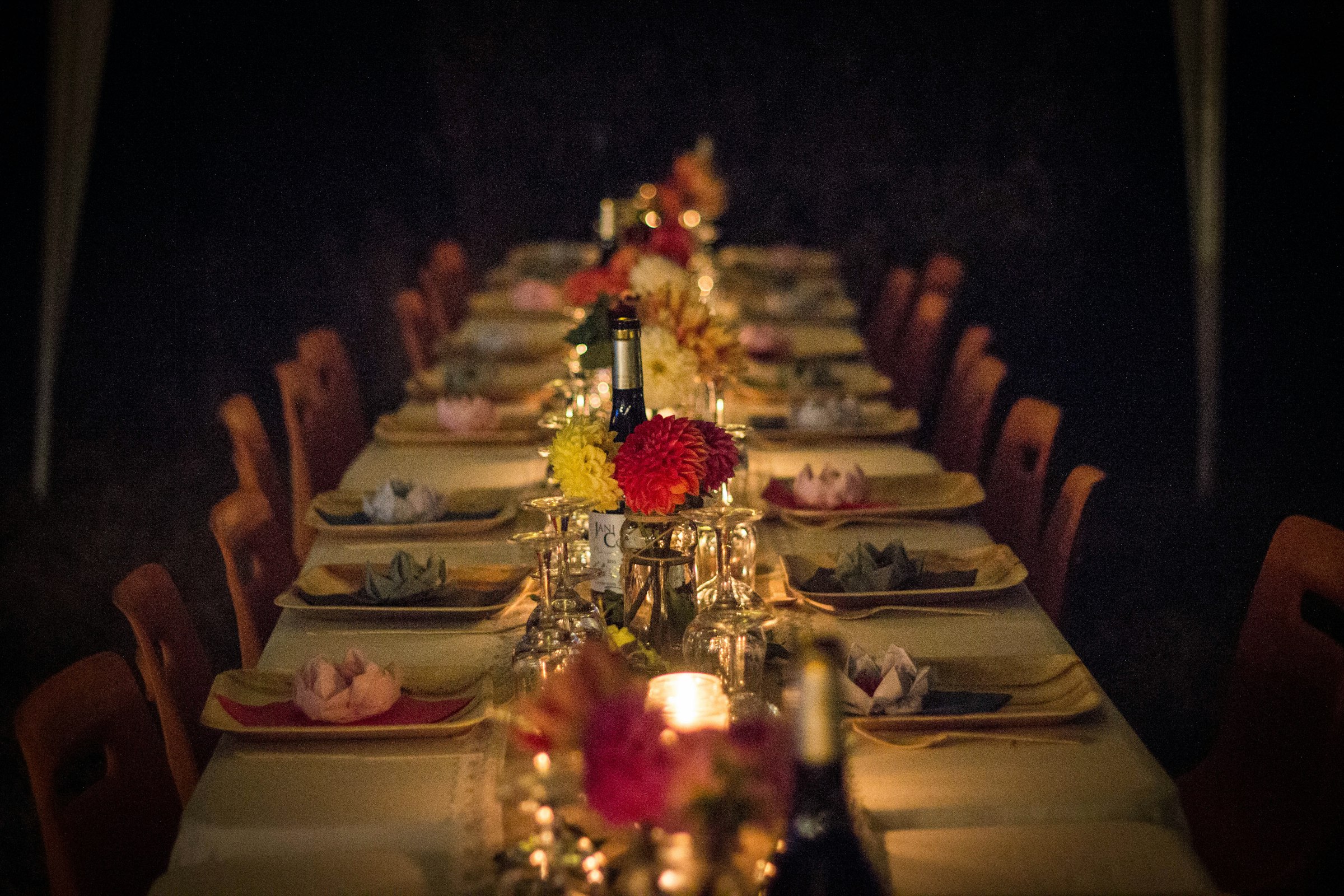 Supper laid on the long table