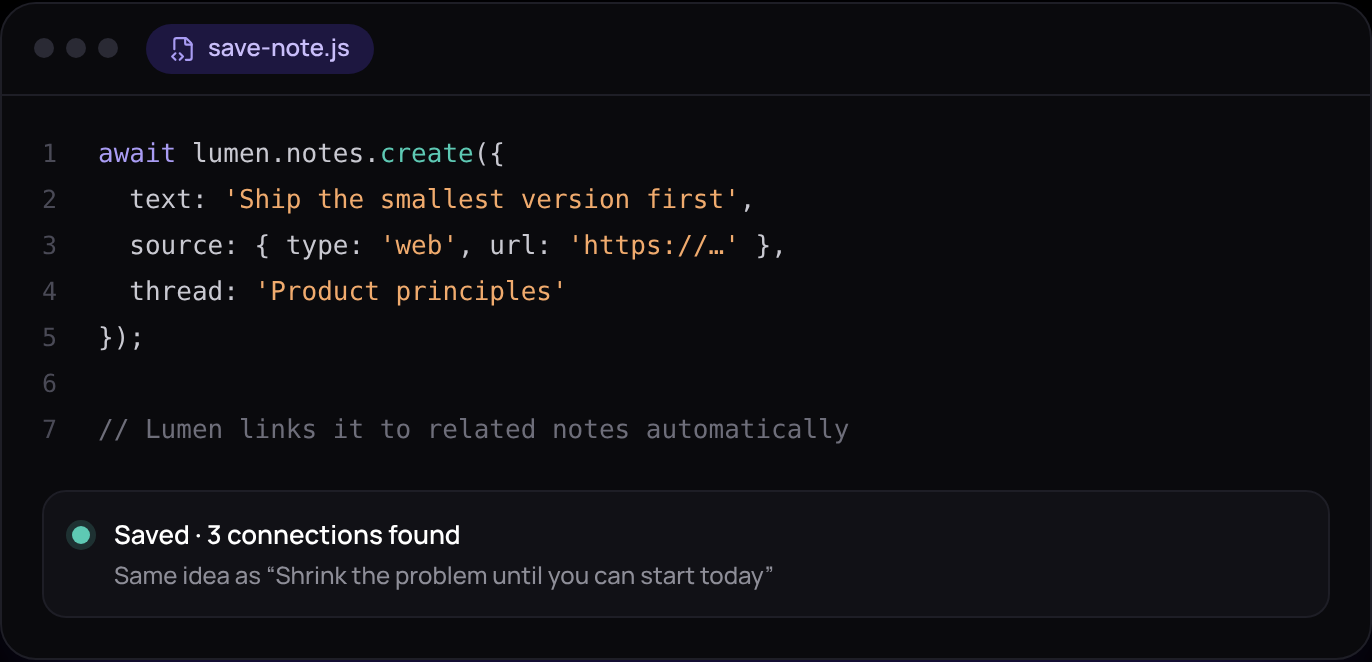 Creating a note with the Lumen API