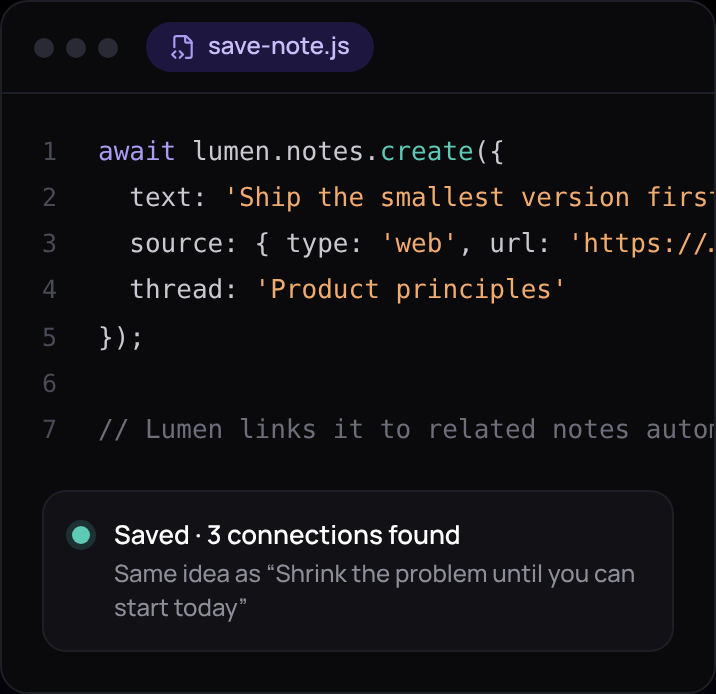 Creating a note with the Lumen API