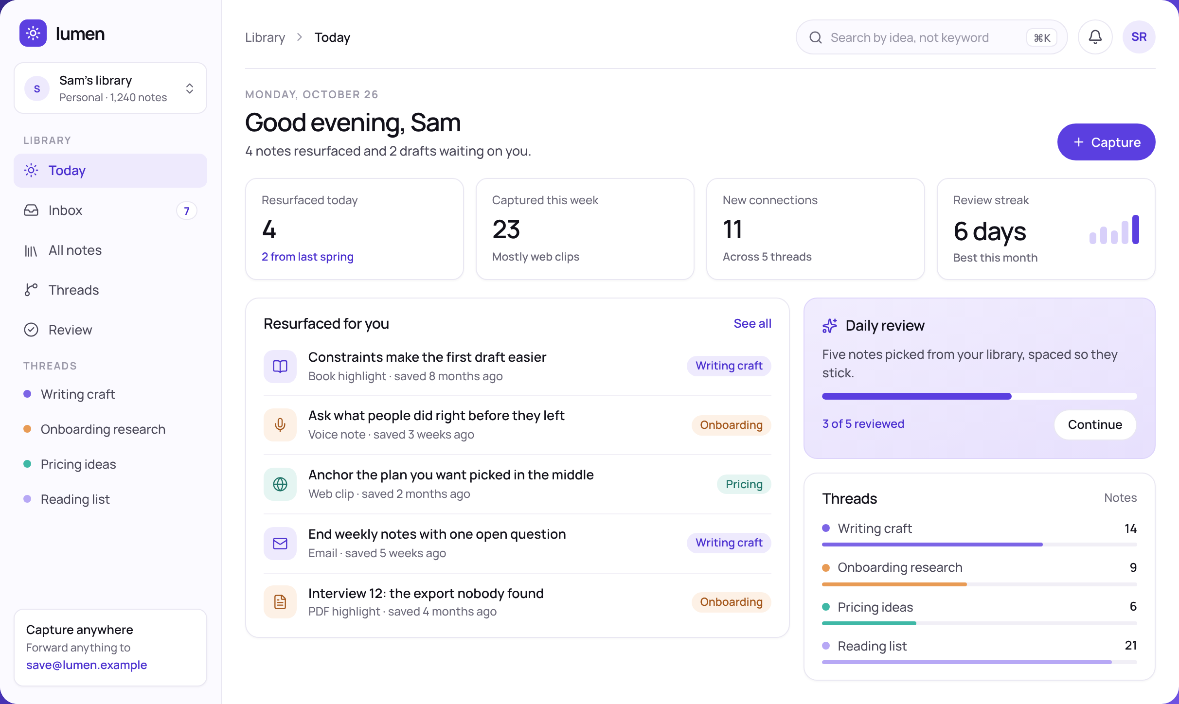Lumen Today dashboard