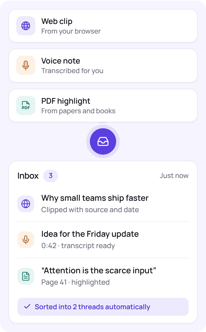 Capture inbox with sources