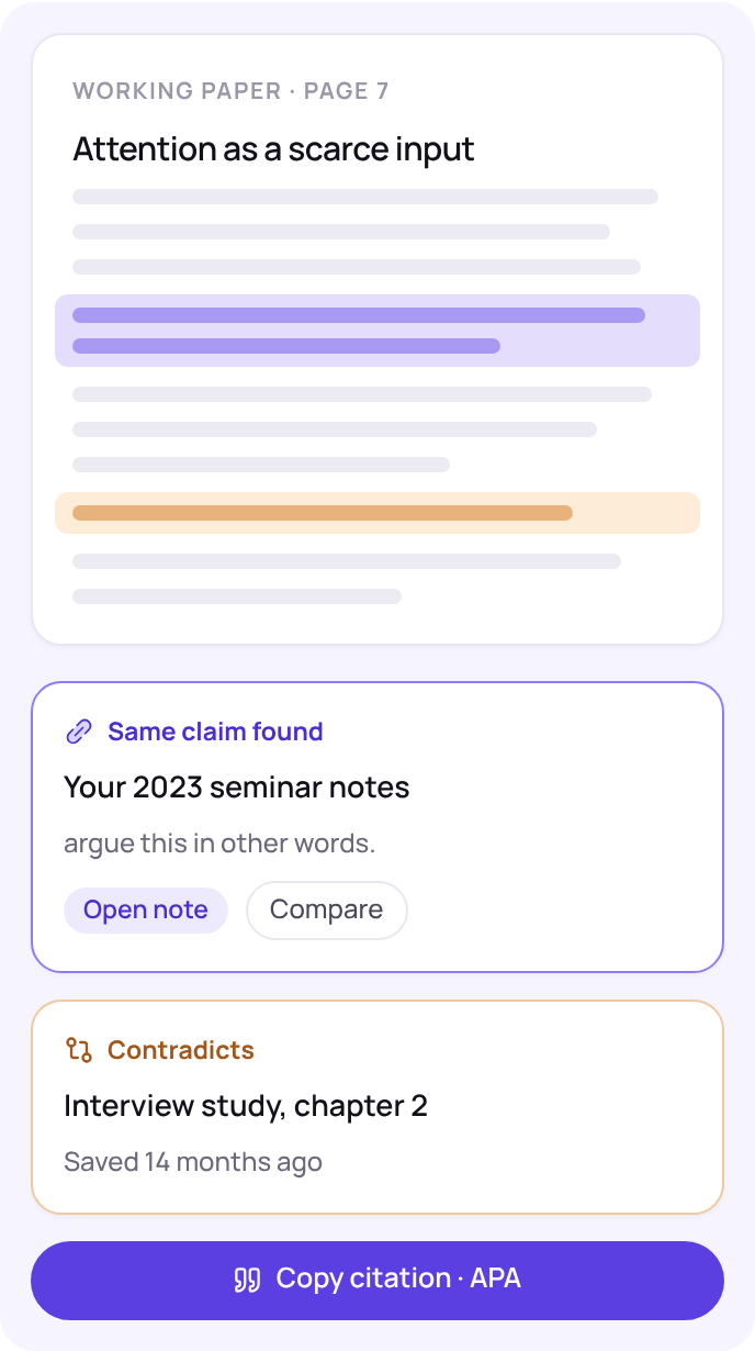Paper with matching and contradicting notes