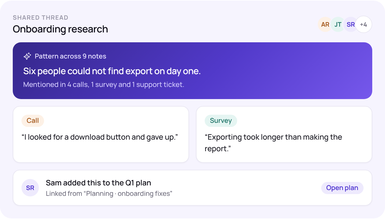 Shared research thread with patterns