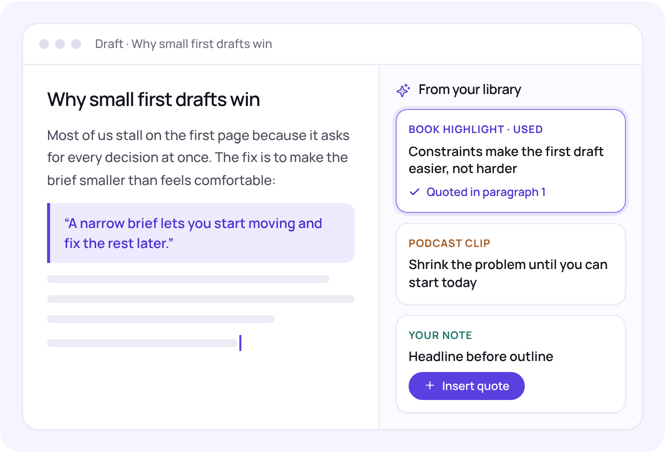 Draft with notes from your library
