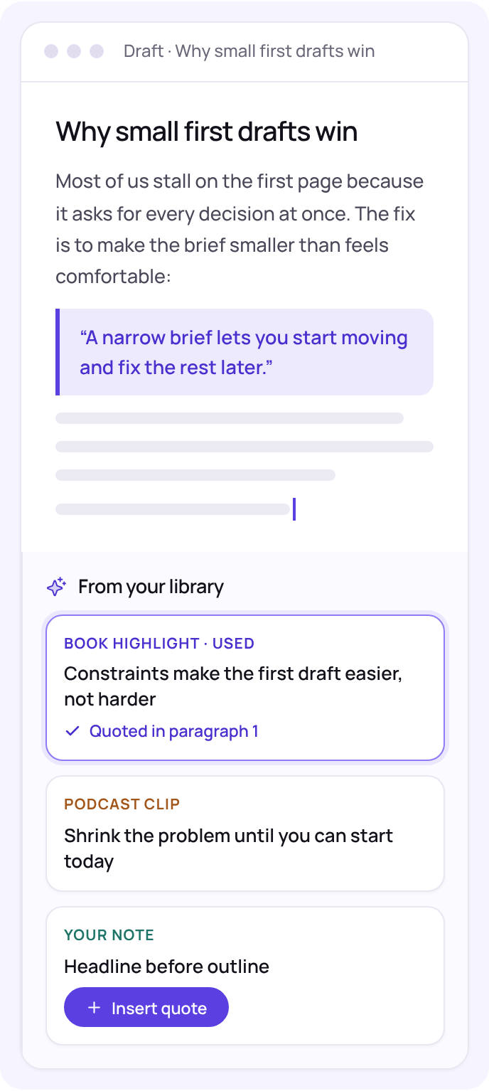 Draft with notes from your library